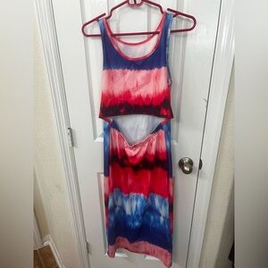 Vibrant XL Tie-Dye Swim Coverup summer beach dress